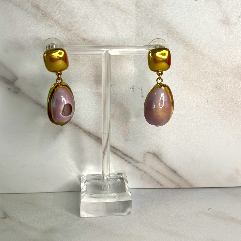 Kenneth Jay Lane Pearl Shell Drop Earrings